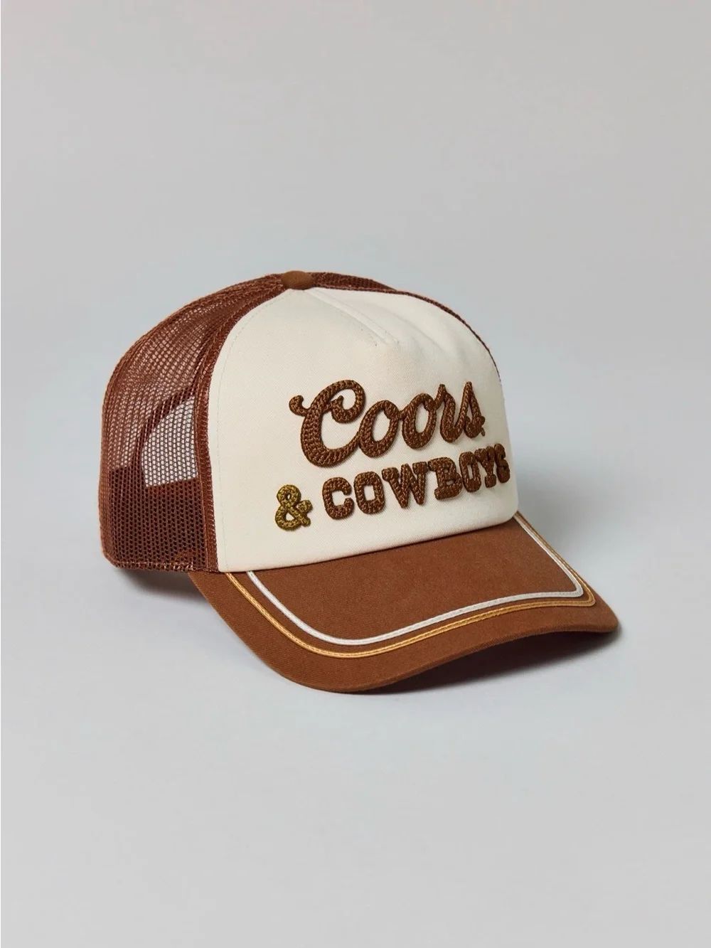 American Needle Coors and Cowboys Brown and Cream Mesh Trucker Hat